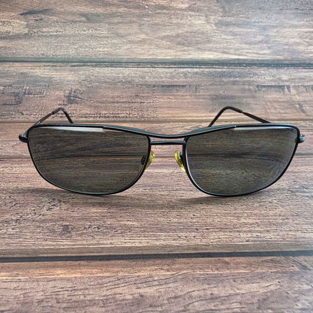 Giorgio Armani 661 706 135 Black Metal Rectangular Sunglasses Made in Italy